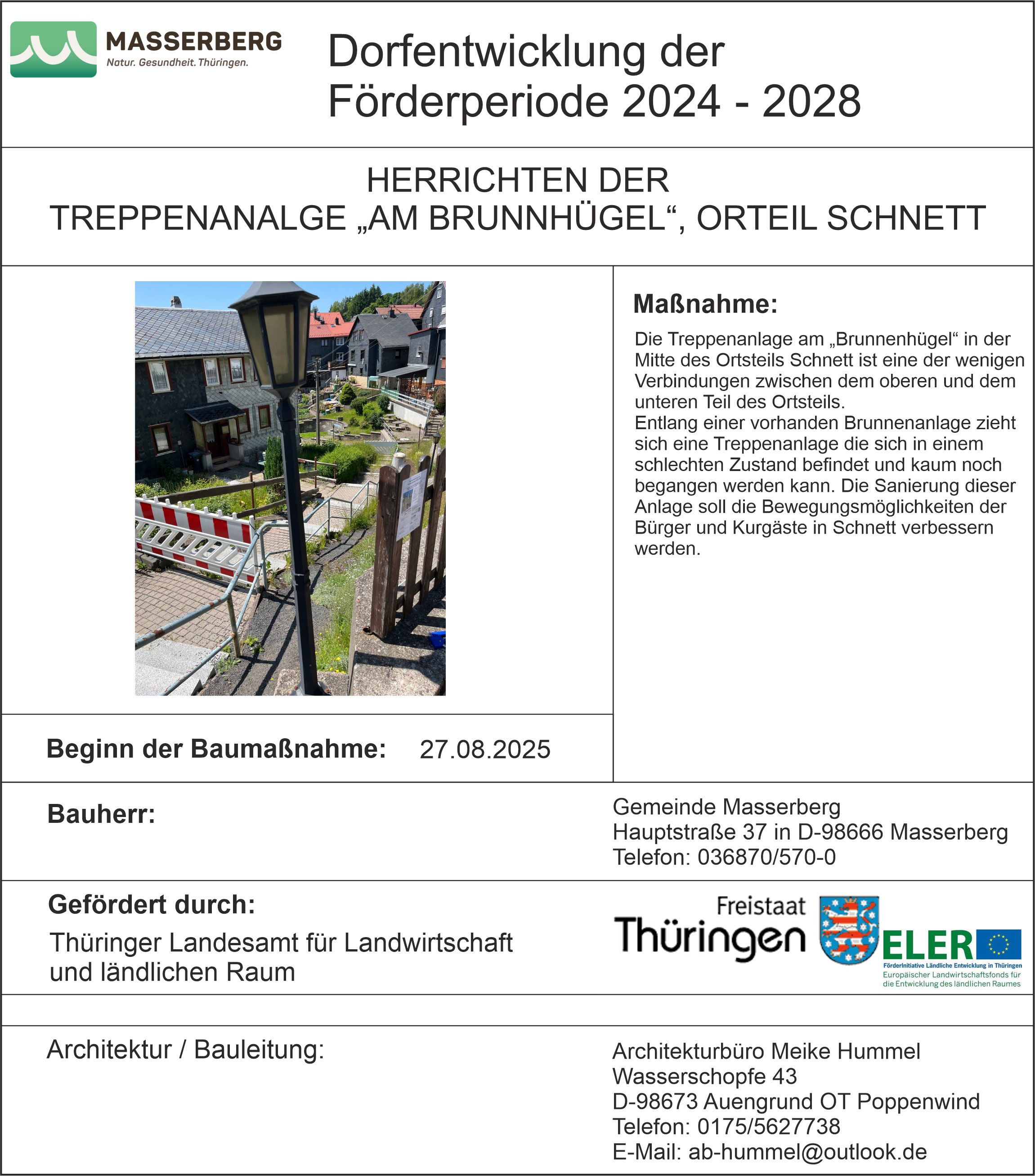 Maßnahmenbeschreibung DE Maßnahme Sanierung Treppenanlage "Am Brunnhügel" im Ortsteil Schnett